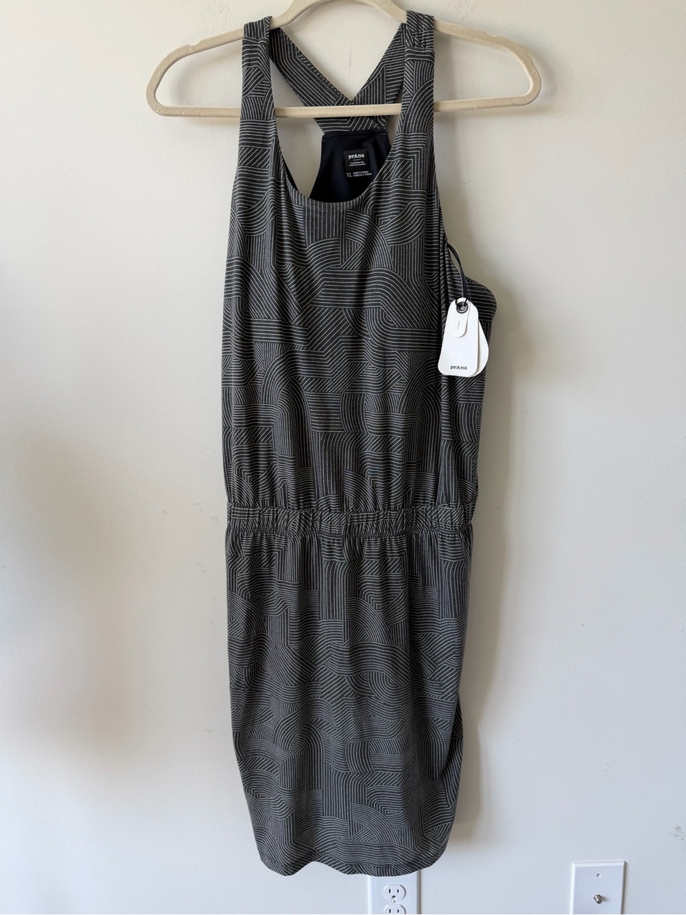 NWT Prana Kamen Black Linea Tank Dress Built in Bra & Pockets